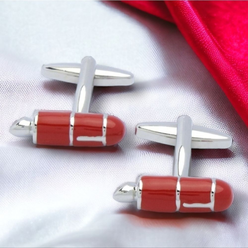Red Ink Pen 🖊️ Cufflinks Tuxedo Prom Wedding Formal Shaped Cuff Links Writer